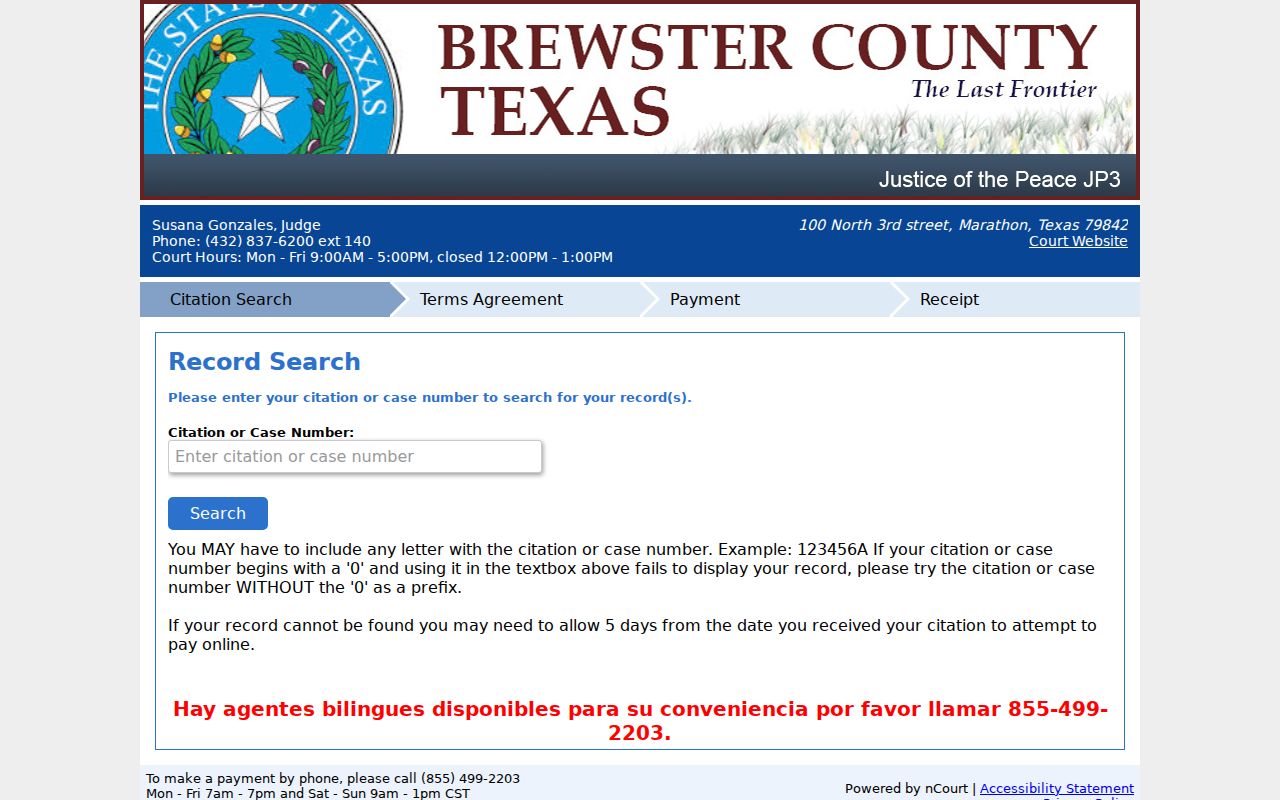 Brewster County traffic court JP3 record lookup
