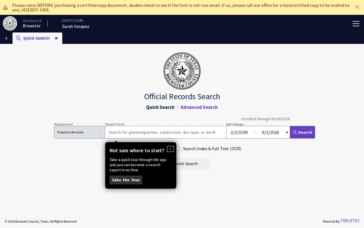 Brewster County modern public record index