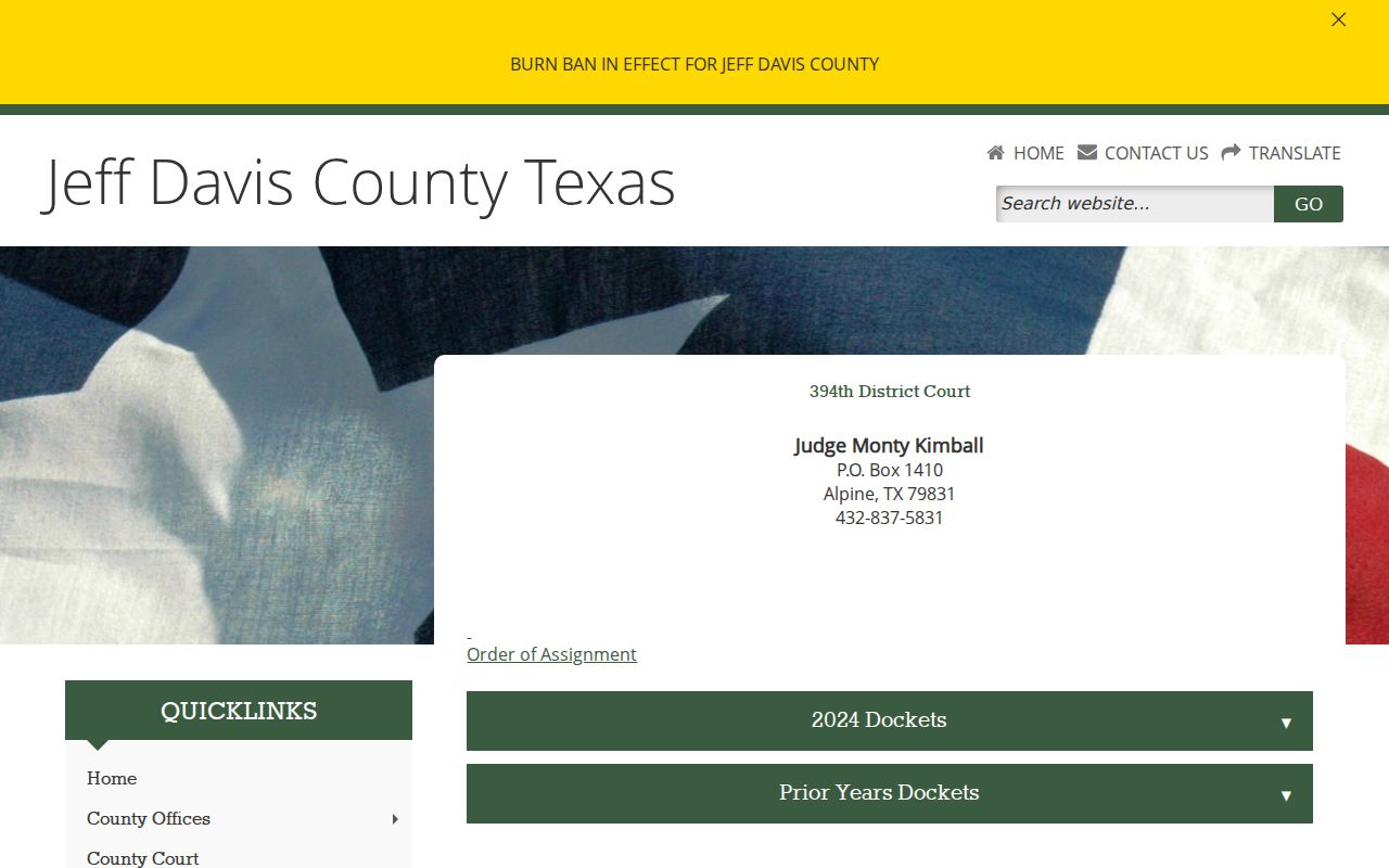 Brewster County criminal court docket links for the 394th District Court