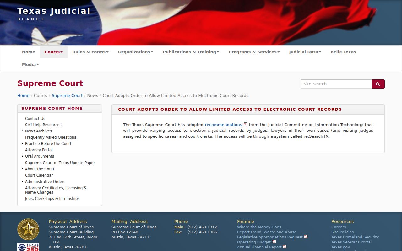 Brewster County criminal court docket access through re SearchTX